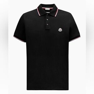 Moncler Classic Black Polo Shirt in Cotton Piquet XL
